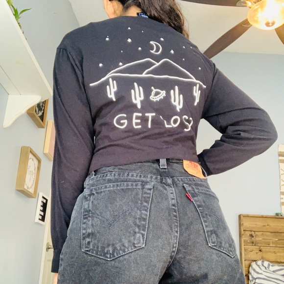 riot queen Tops - 🍁Cropped Black Long Sleeve Shirt